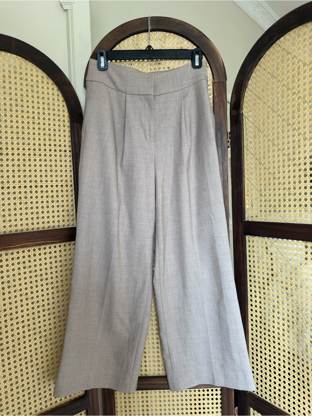 Express Wide-Leg High-Rise Pants in Light Taupe